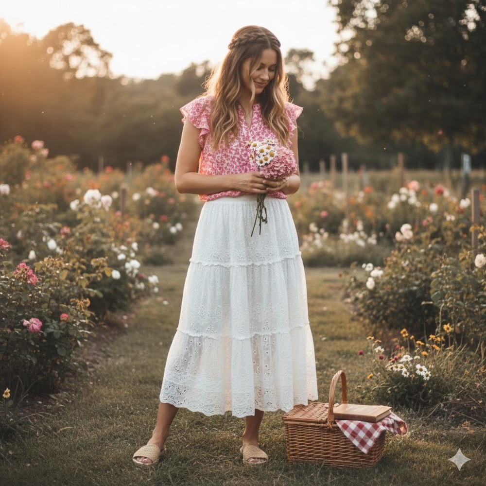 Cottagecore Pink Floral Blouse Flutter Sleeve V-Neck Summer Top Women's XS